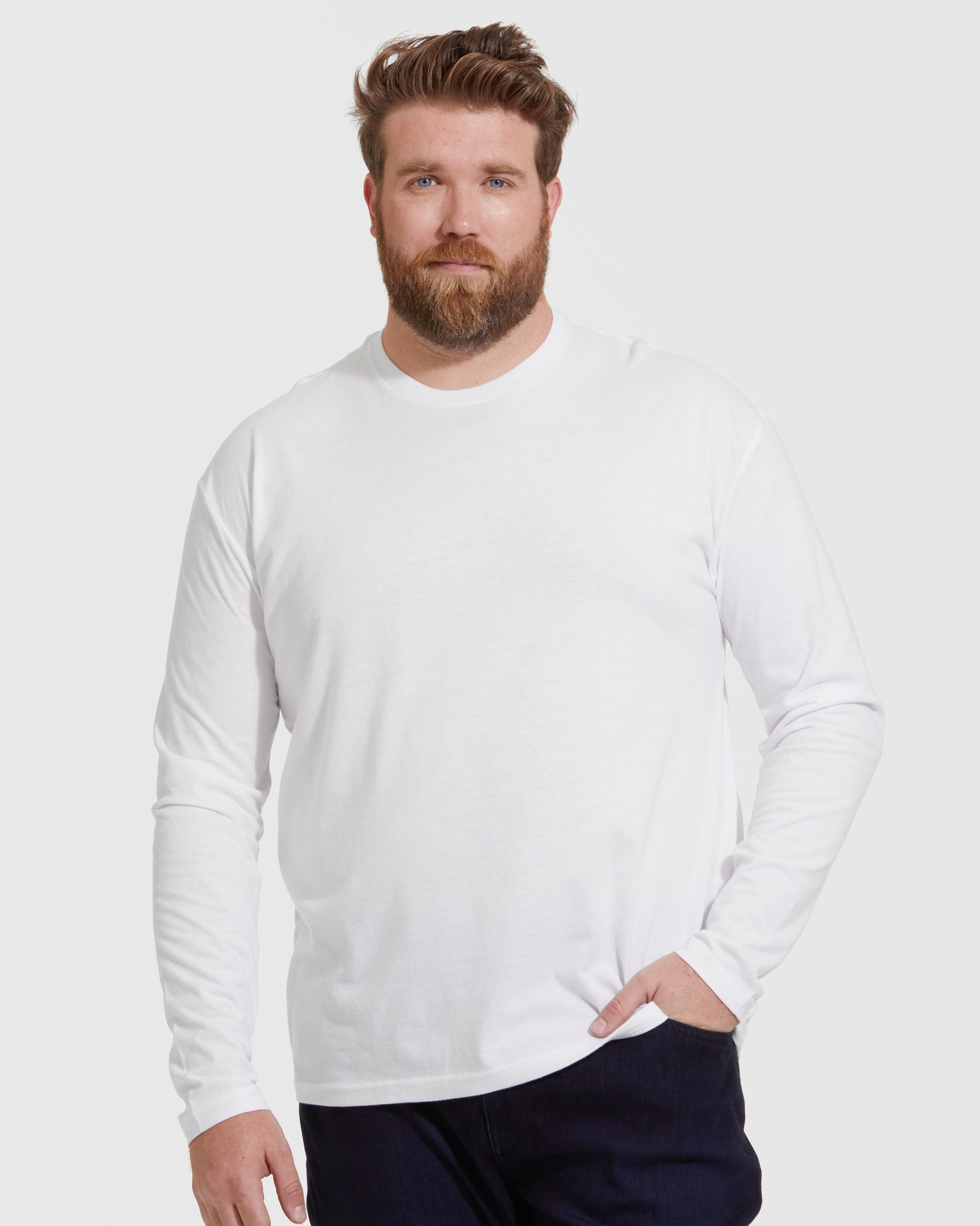 White crew 2025 neck long sleeve