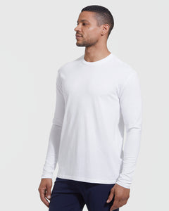 True ClassicLongsleeve-Shirt mit Rundhalsausschnitt in Weiß (3er-Pack)