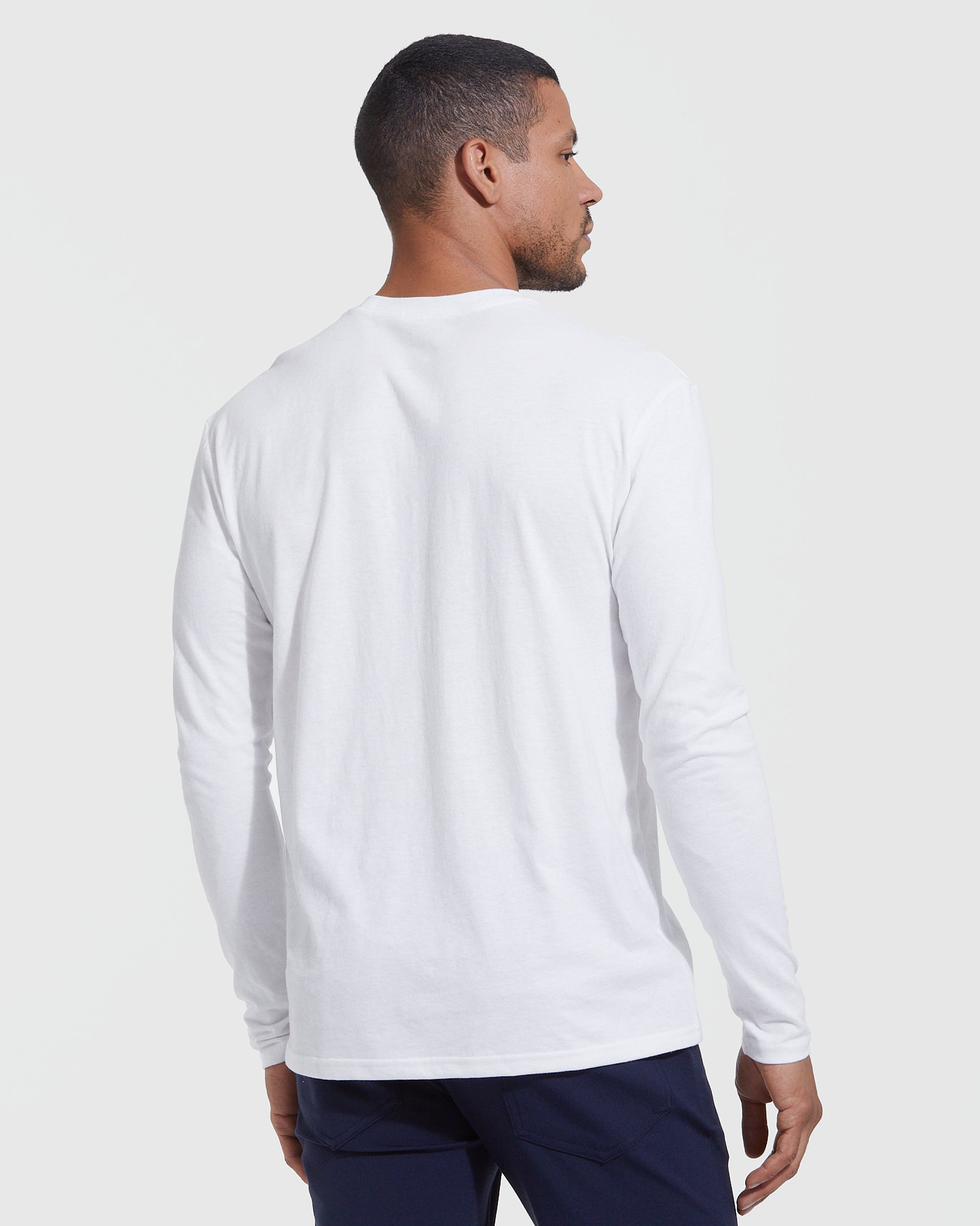 White Long Sleeve Crew Neck Tee – True Classic