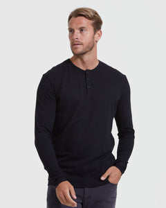 True ClassicMonochrome Long Sleeve Henley 3-Pack