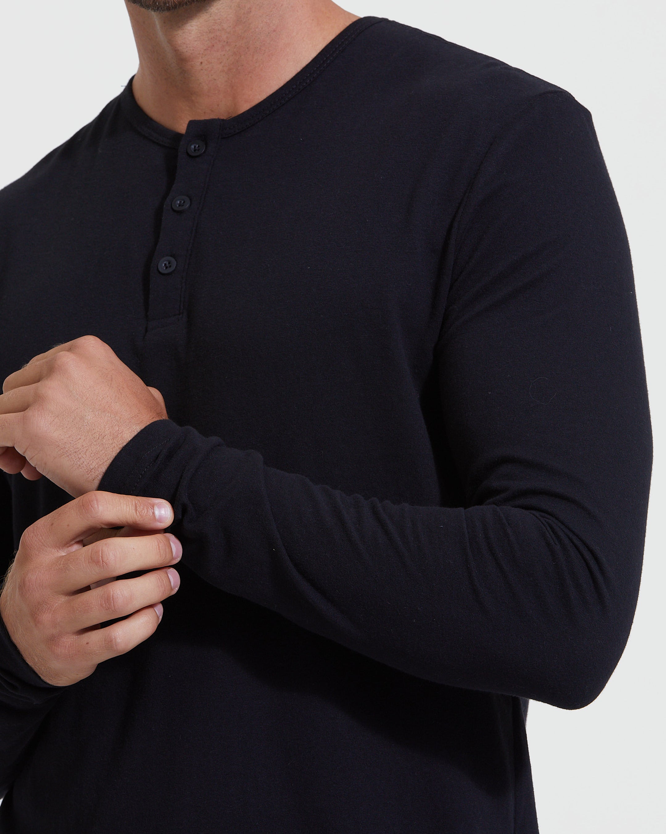 Black long best sale sleeve henley