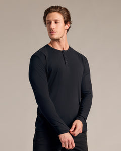 True ClassicBlack Long Sleeve Henley