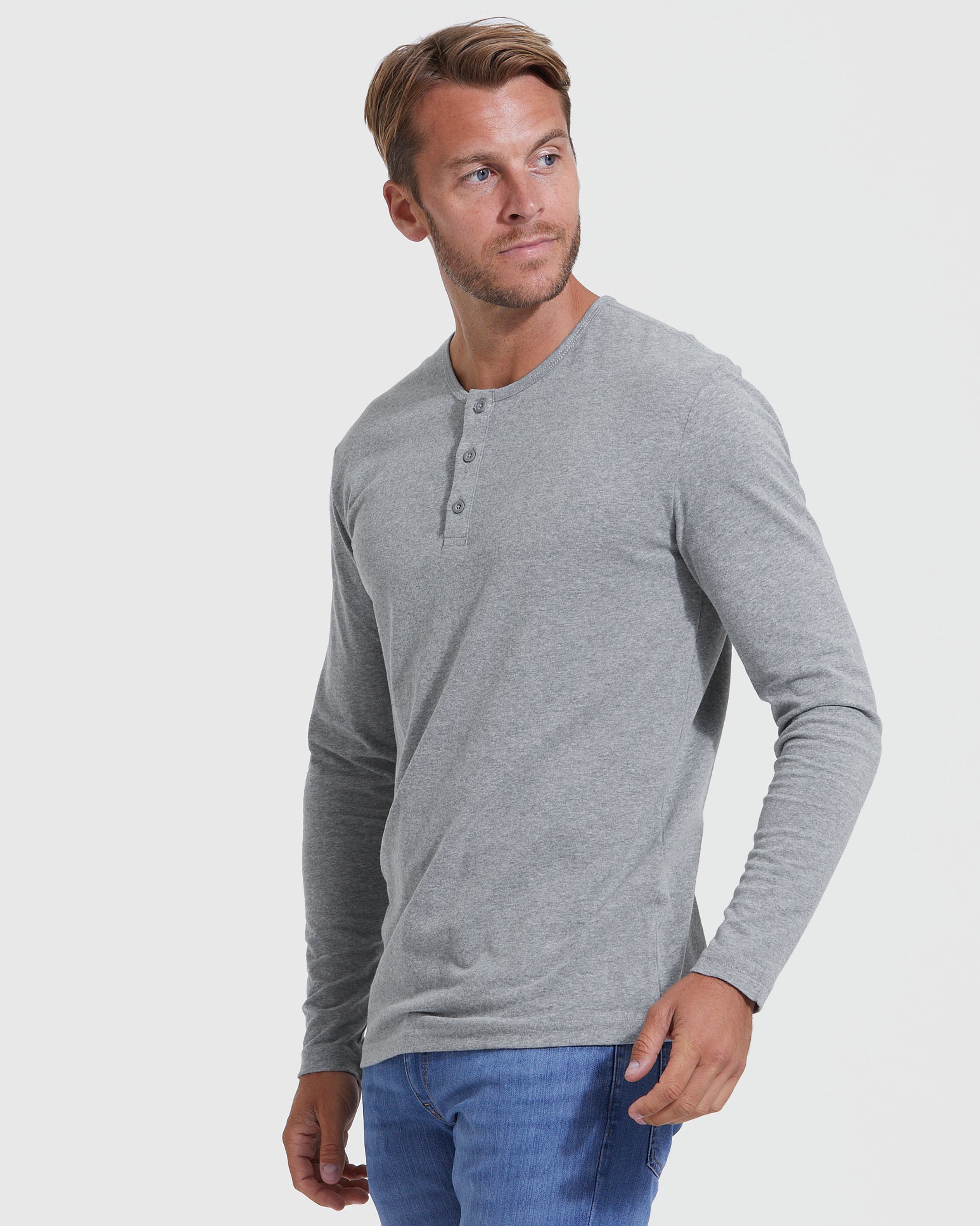 Heather Gray Long Sleeve Henley – True Classic