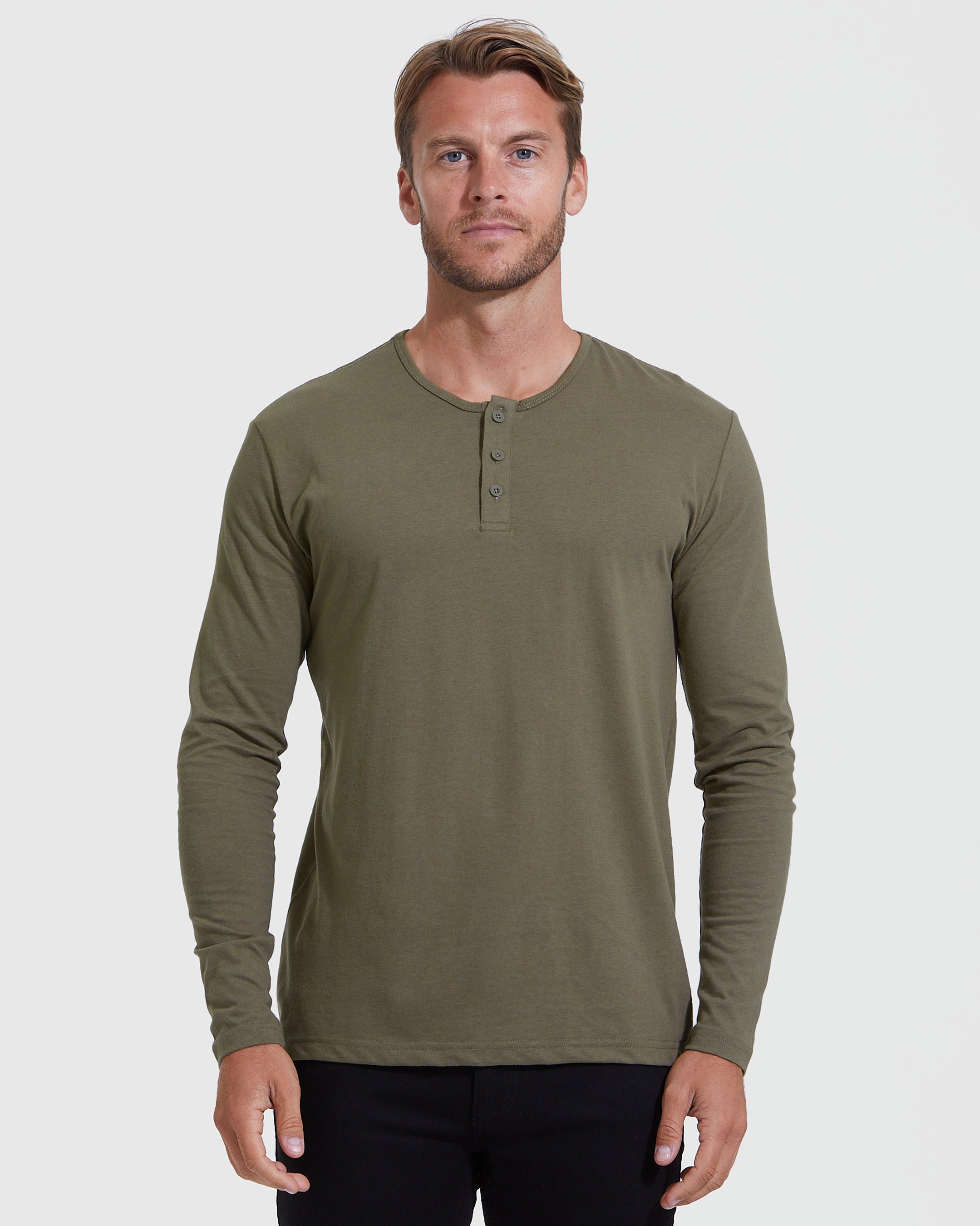 Military Green Long Sleeve Henley – True Classic