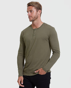 True ClassicMilitary Green Long Sleeve Henley