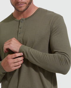 True ClassicMilitary Green Long Sleeve Henley