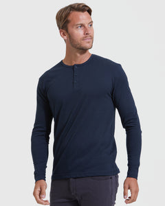 True ClassicNavy Long Sleeve Henley