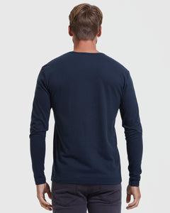 True ClassicNavy Long Sleeve Henley