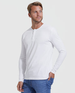 True ClassicWhite Long Sleeve Henley