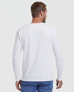 True ClassicWhite Long Sleeve Henley