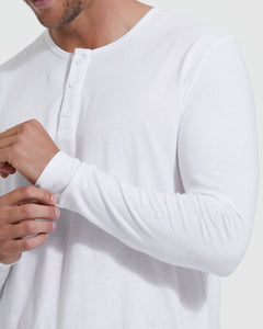 True ClassicWhite Long Sleeve Henley