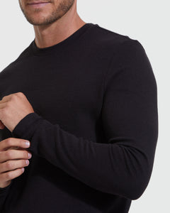 True ClassicBlack Waffle Long Sleeve Crew Neck