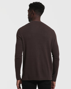 True ClassicDark Oak Waffle Long Sleeve Crew Neck