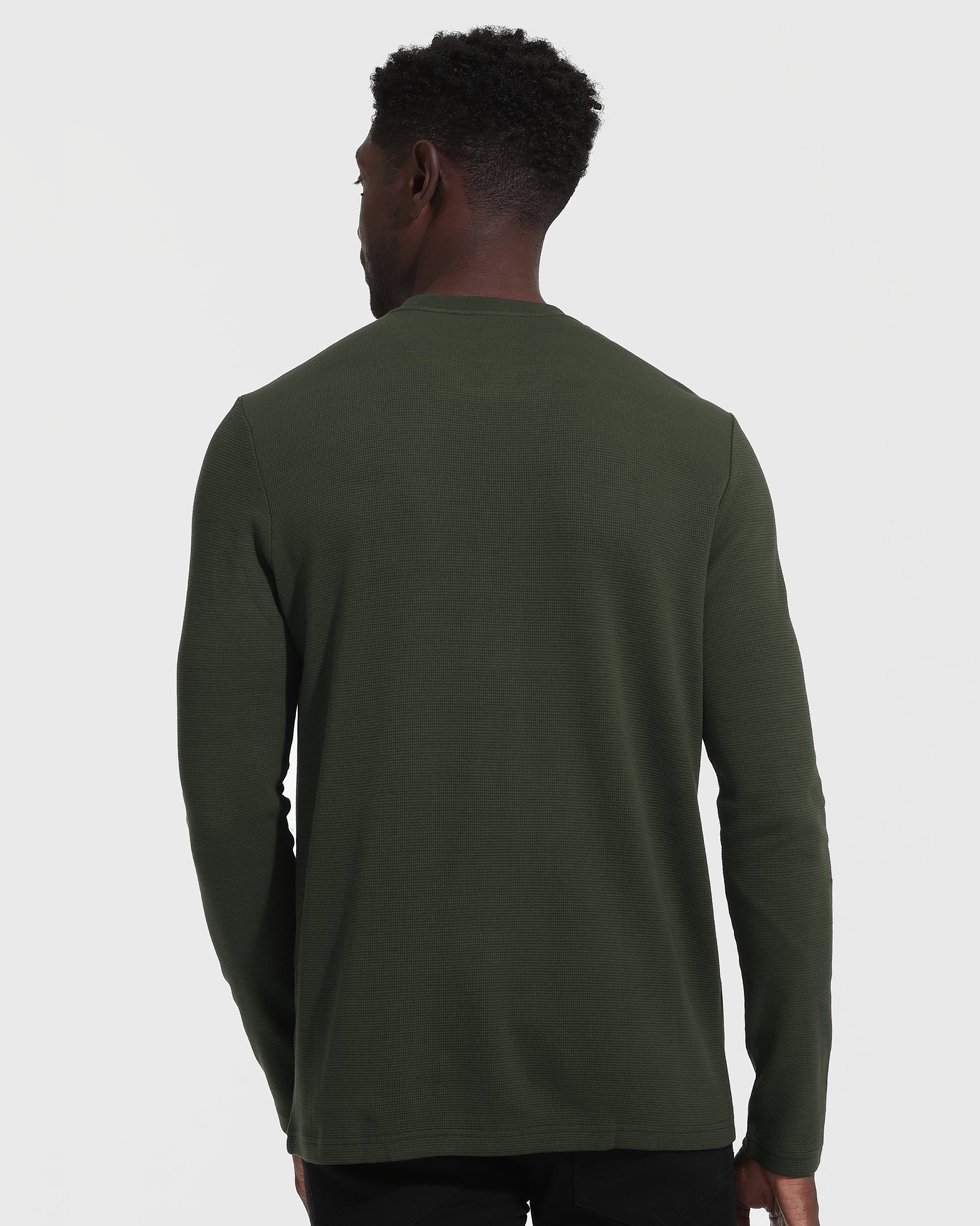 Dark Olive Long Sleeve Waffle Crew | Dark Olive Long Sleeve Waffle Crew ...