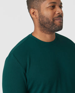 True ClassicEvergreen Heather Waffle Long Sleeve Crew Neck