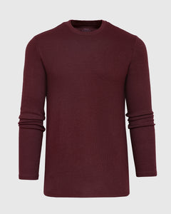 True ClassicMahogany Waffle Long Sleeve Crew Neck