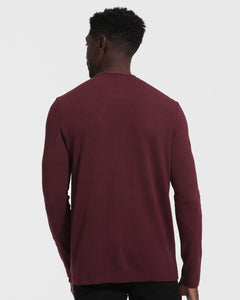 True ClassicMahogany Waffle Long Sleeve Crew Neck