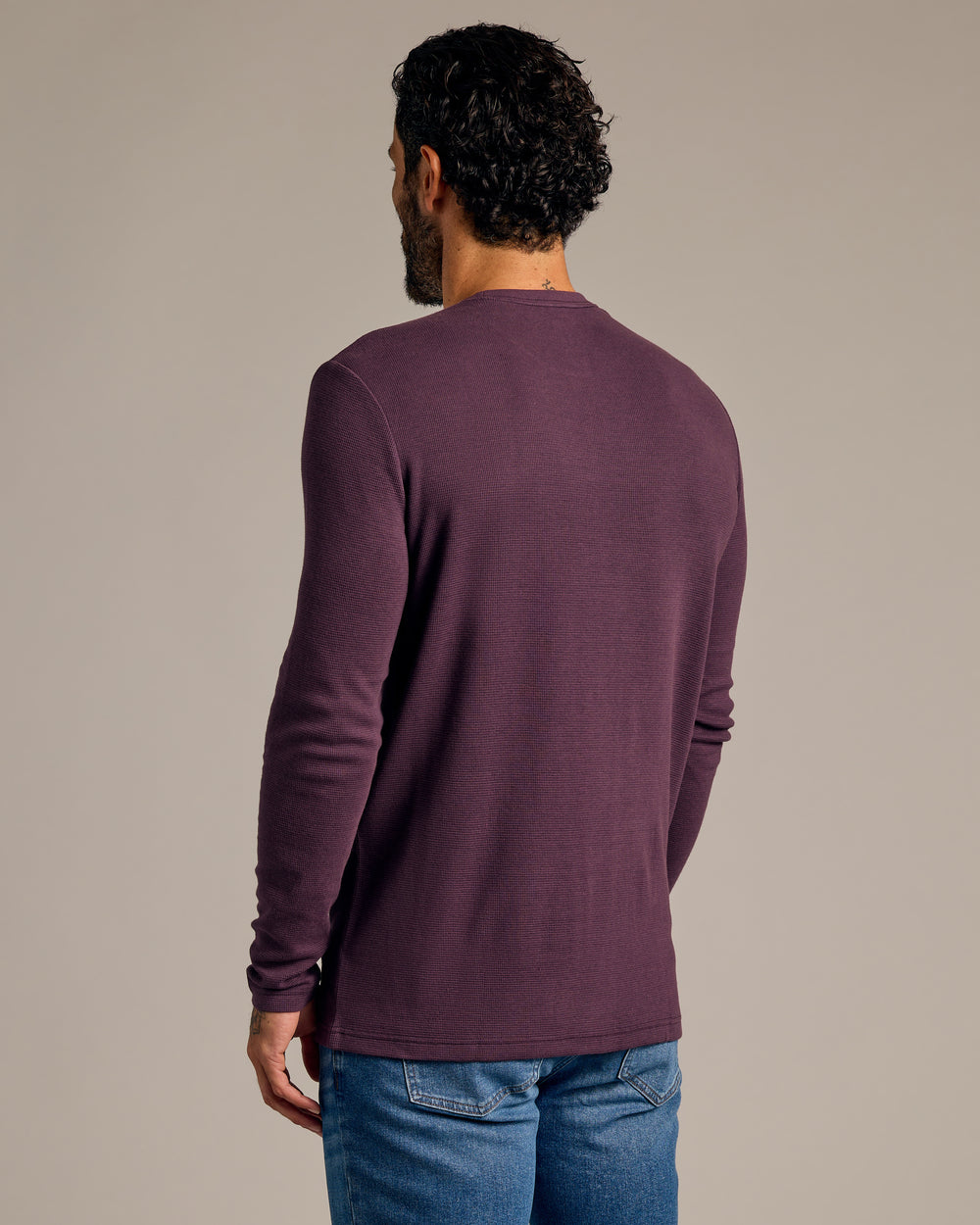 Plum Waffle Long Sleeve Crew Neck