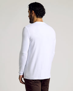 True ClassicWhite Waffle Long Sleeve Crew Neck