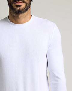 True ClassicWhite Waffle Long Sleeve Crew Neck