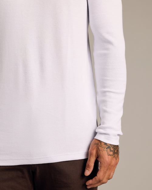 White Waffle Long Sleeve Crew Neck