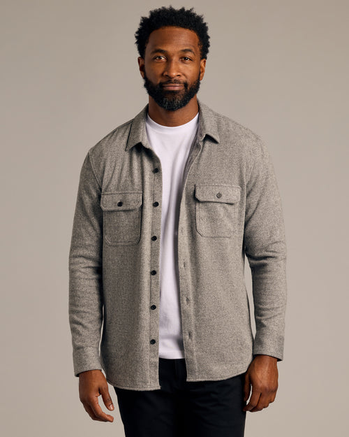 Light Heather Gray Sweater Shirt Jacket