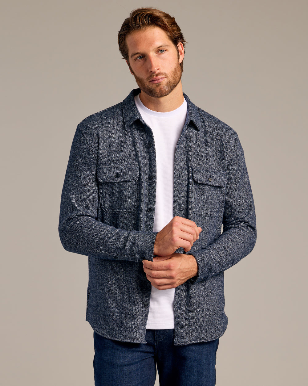 Navy & Light Gray Sweater Shirt Jacket 2-Pack