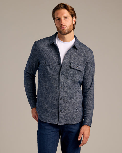 Navy Sweater Shirt Jacket