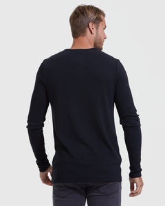 True ClassicBlack Waffle Long Sleeve Henley