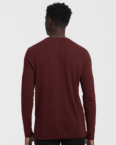 True ClassicMahogany Waffle Long Sleeve Henley