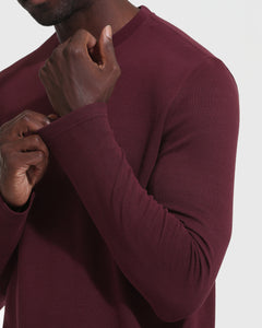 True ClassicMahogany Waffle Long Sleeve Henley