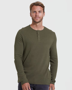 True ClassicDark Waffle Long Sleeve Henley 3-Pack