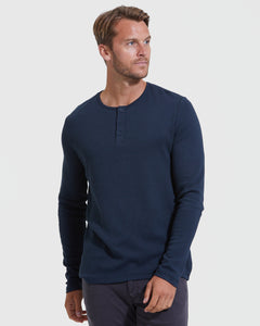 True ClassicWaffle Long Sleeve Henley 6-Pack