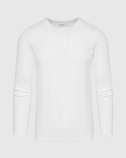 White Waffle Long Sleeve Henley