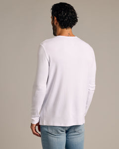 True ClassicAll White Waffle Long Sleeve Henley 6-Pack