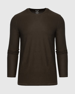 Dark Heather Cocoa Active Long Sleeve Crew T-Shirt