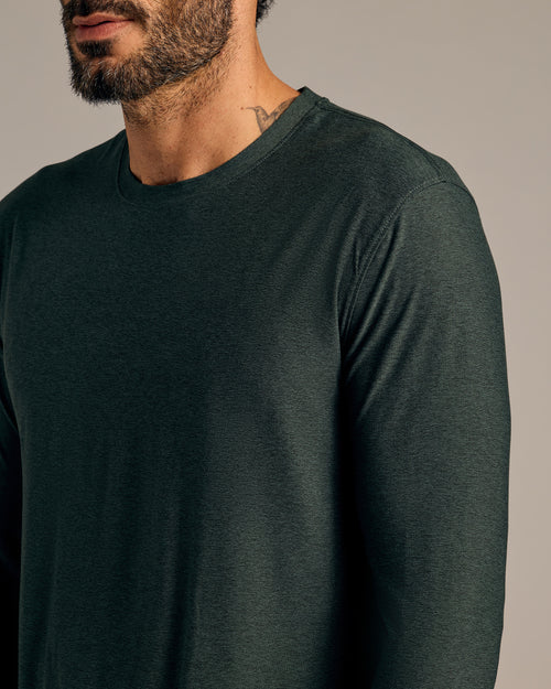 Dark Heather Forest Active Long Sleeve Crew T-Shirt