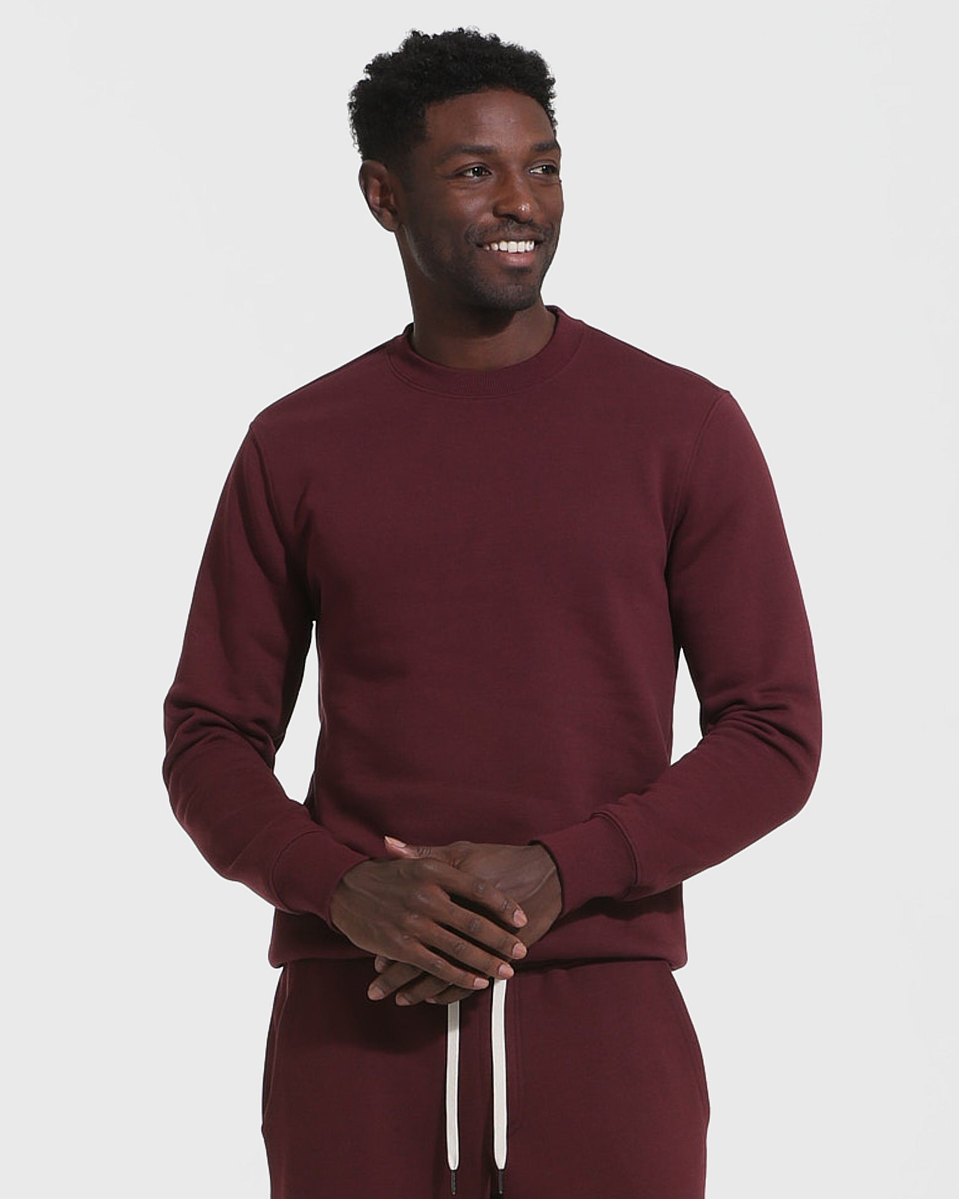 Mahogany Fleece French Terry Pullover Crew Sweatshirt | Mahogany