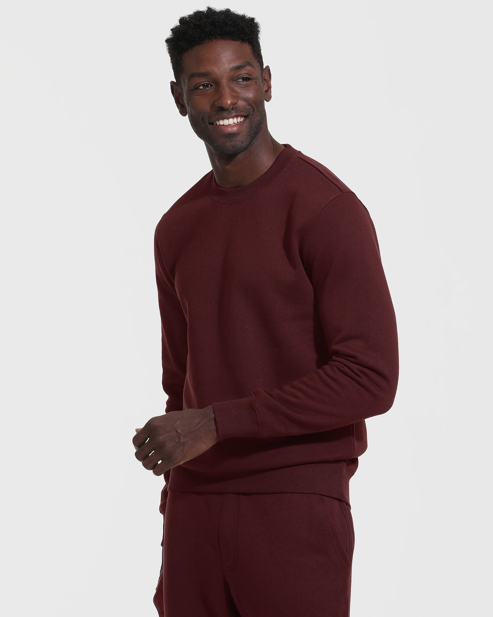 Mahogany Fleece French Terry Pullover Crew Neck Sweatshirt