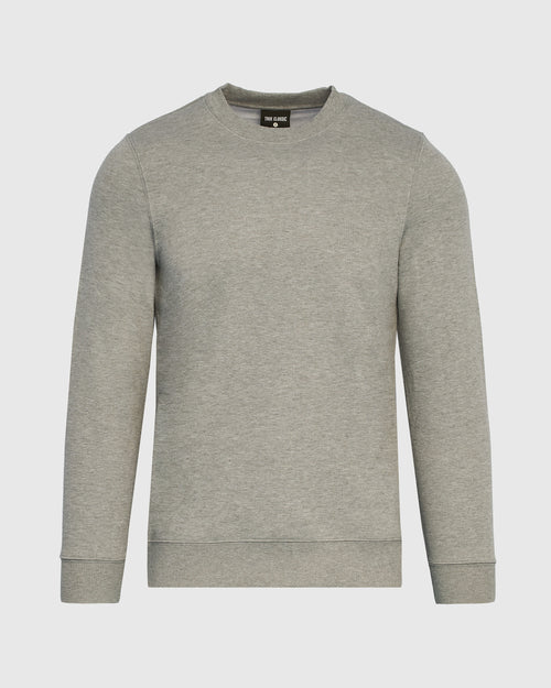 Medium Heather Gray Fleece French Terry Pullover Crew Neck