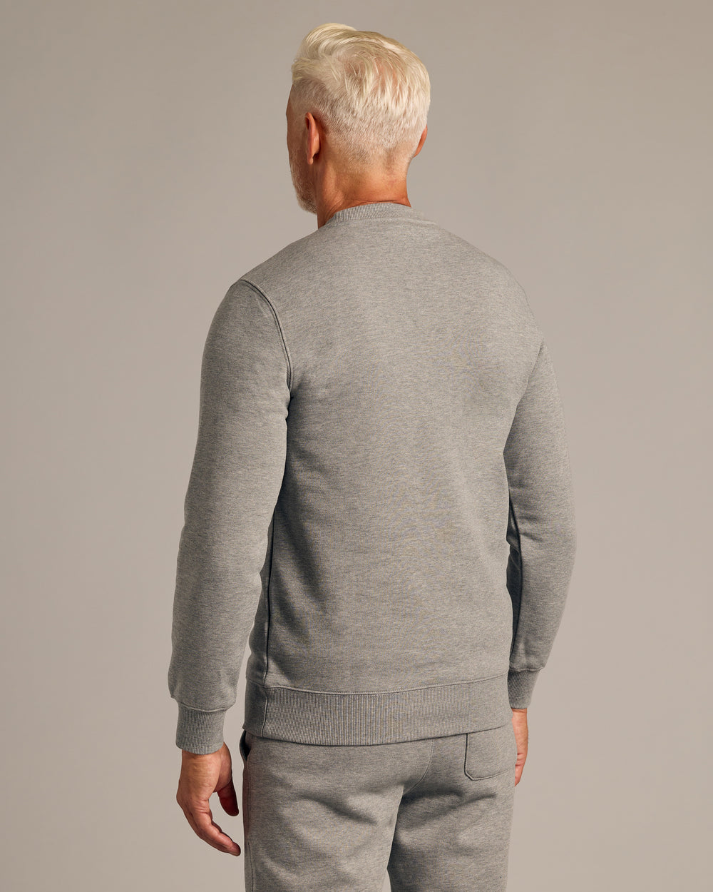 Medium Heather Gray Fleece French Terry Pullover Crew Neck