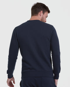 True ClassicNavy Fleece French Terry Pullover Crew Neck