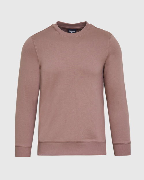 Slate Mauve Fleece French Terry Pullover Crew Neck