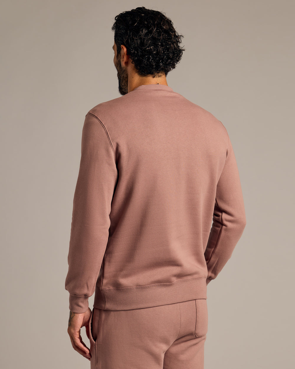 Slate Mauve Fleece French Terry Pullover Crew Neck