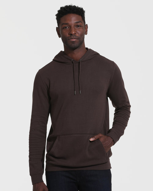 Sudadera con capucha roble oscuro de tela entrelazada