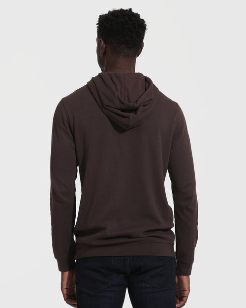 Sudadera con capucha roble oscuro de tela entrelazada