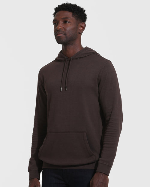 Sudadera con capucha roble oscuro de tela entrelazada