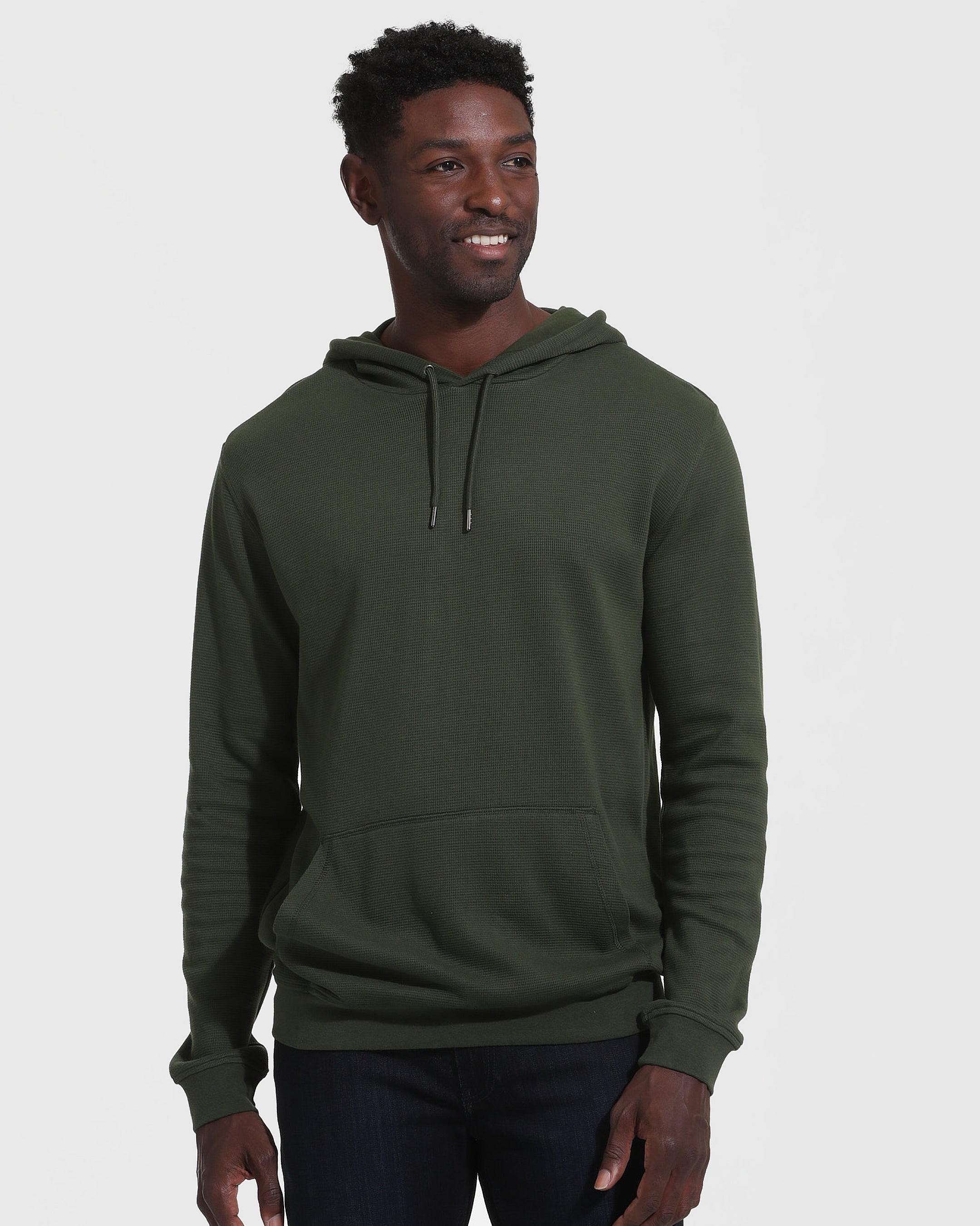 Dark Olive Waffle Hoodie | Dark Olive Waffle Hoodie | True Classic