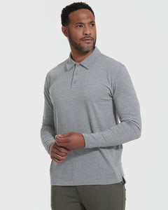 True ClassicHeather Gray Long Sleeve Polo