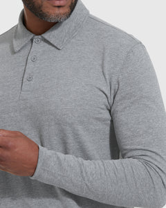 True ClassicHeather Gray Long Sleeve Polo